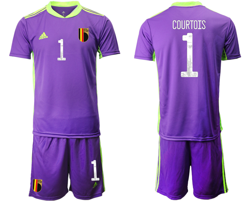 Men 2021 European Cup Belgium purple goalkeeper #1 Soccer Jerseys1